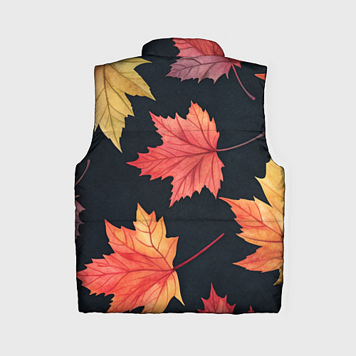Женский жилет Кленовые листья на черном - акварельный паттерн / 3D-Черный – фото 2