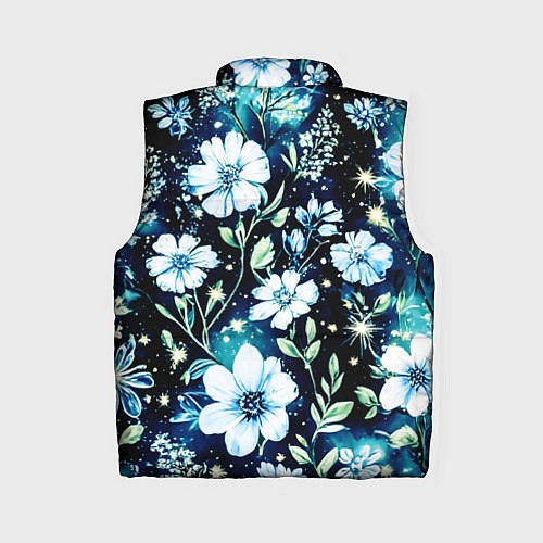 Женский жилет Стилизованные цветы сине-зелёный / 3D-Черный – фото 2