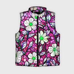 Женский жилет Цветочный розовый витраж