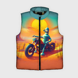 Женский жилет Робот Бендер на мотоцикле в пустыне