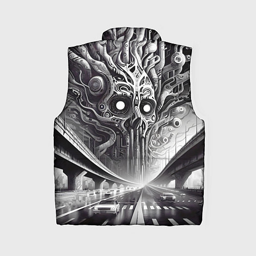 Женский жилет Art skull in metropolis - ai art fantasy / 3D-Черный – фото 2