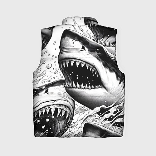 Женский жилет Белая акула - стая / 3D-Черный – фото 2