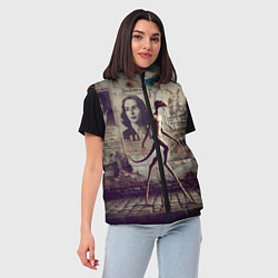 Женский жилет Пришелец идёт вдоль стены с рваными афишами, цвет: 3D-черный — фото 2