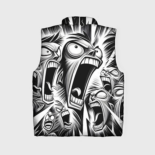 Женский жилет Орущие рожицы и чёрные молнии - нейроарт / 3D-Черный – фото 2