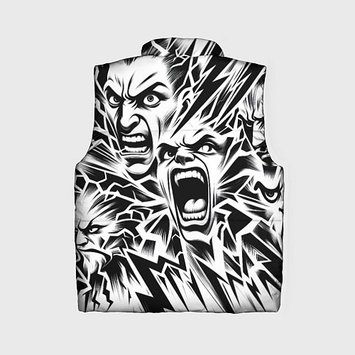 Женский жилет Свирепые лица и молнии - нейроарт / 3D-Черный – фото 2