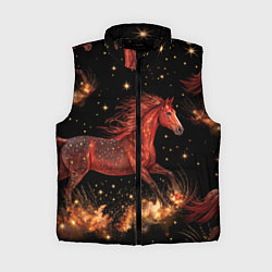 Женский жилет Огненные лошади - паттерн, цвет: 3D-черный