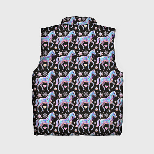 Женский жилет Новогодние лошади y2k / 3D-Черный – фото 2