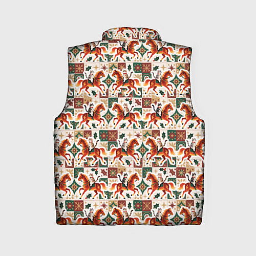 Женский жилет Винтажные коты всадники на лошади / 3D-Черный – фото 2