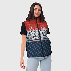 Женский жилет Вязаный узор с оленями, цвет: 3D-черный — фото 2
