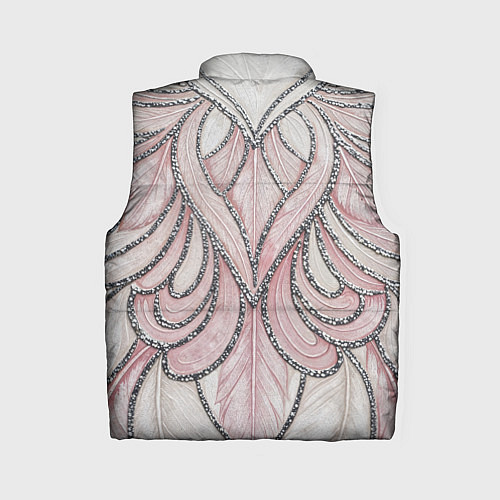 Женский жилет Нежно розовый орнамент из перьев / 3D-Черный – фото 2