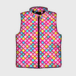 Женский жилет Разноцветный цветочный узор ретро, цвет: 3D-черный