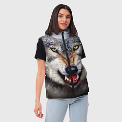 Женский жилет Взгляд волка, цвет: 3D-красный — фото 2