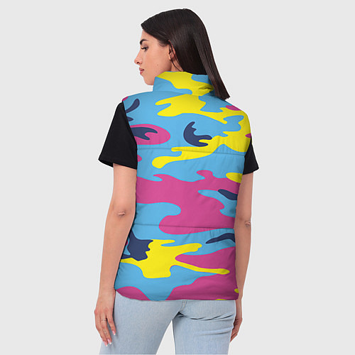 Женский жилет Камуфляж: голубой/розовый/желтый / 3D-Красный – фото 4