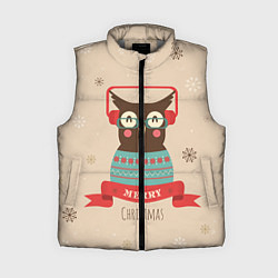 Женский жилет Сова в наушниках, цвет: 3D-светло-серый