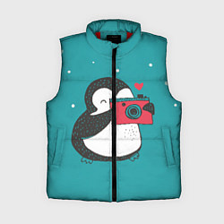Женский жилет Пингвин с фотоаппаратом, цвет: 3D-красный
