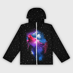 Ветровка с капюшоном женская Воющий волк, цвет: 3D-белый