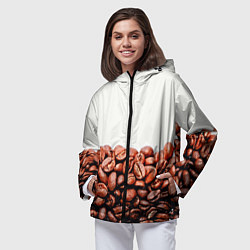 Ветровка с капюшоном женская Coffee, цвет: 3D-черный — фото 2