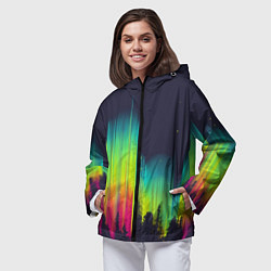 Ветровка с капюшоном женская Северное сияние, цвет: 3D-черный — фото 2
