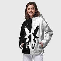 Ветровка с капюшоном женская HU: Black & White, цвет: 3D-белый — фото 2