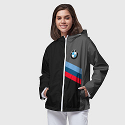 Ветровка с капюшоном женская BMW БМВ, цвет: 3D-белый — фото 2