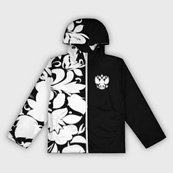 Ветровка с капюшоном женская Russia: B&W Floral, цвет: 3D-белый