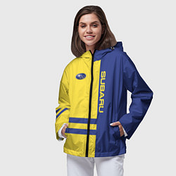 Ветровка с капюшоном женская Subaru, цвет: 3D-черный — фото 2