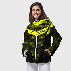 Ветровка с капюшоном женская CS:GO Yellow Carbon, цвет: 3D-белый — фото 2