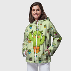 Ветровка с капюшоном женская Веселый кактус, цвет: 3D-белый — фото 2