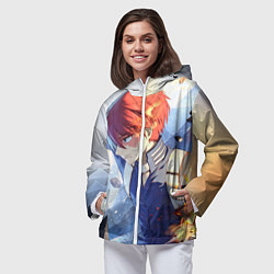 Ветровка с капюшоном женская Моя геройская академия Шото, цвет: 3D-белый — фото 2