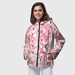 Ветровка с капюшоном женская Розовый фламинго, цвет: 3D-черный — фото 2