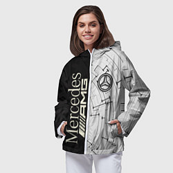 Ветровка с капюшоном женская Mercedes AMG: Techno Style, цвет: 3D-белый — фото 2