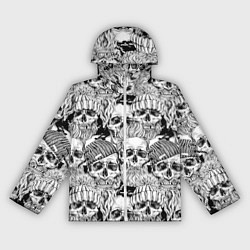 Ветровка с капюшоном женская Hipster skulls, цвет: 3D-белый