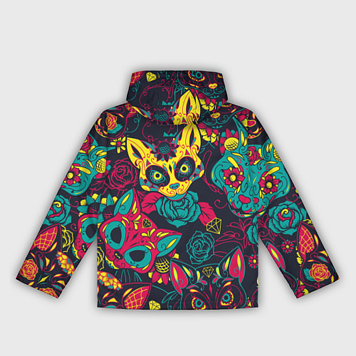 Женская ветровка Мексиканский день мёртвых у кошек / 3D-Черный – фото 2