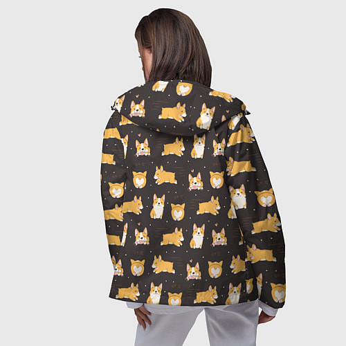 Женская ветровка Вельш корги бемброк - забавные щенки паттерн / 3D-Черный – фото 4