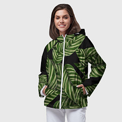 Ветровка с капюшоном женская Тропические большие листья, цвет: 3D-белый — фото 2