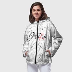 Ветровка с капюшоном женская STRAY KIDS АВТОГРАФЫ, цвет: 3D-черный — фото 2