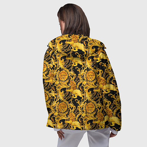 Женская ветровка Львы золотые узоры / 3D-Черный – фото 4