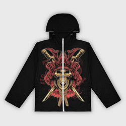 Ветровка с капюшоном женская Череп Самурая, цвет: 3D-белый