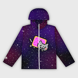 Ветровка с капюшоном женская Nyan Cat, цвет: 3D-белый