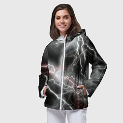 Ветровка с капюшоном женская Молния, цвет: 3D-белый — фото 2