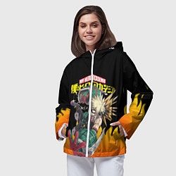 Ветровка с капюшоном женская MY HERO ACADEMIA яркое пламя, цвет: 3D-белый — фото 2