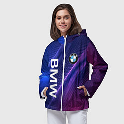 Ветровка с капюшоном женская BMW, цвет: 3D-белый — фото 2