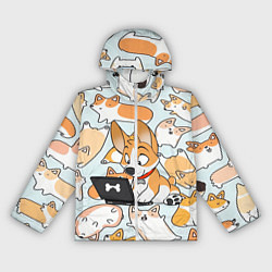 Ветровка с капюшоном женская Корги, цвет: 3D-белый