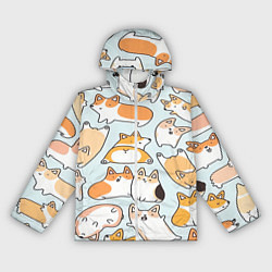 Ветровка с капюшоном женская Корги, цвет: 3D-белый
