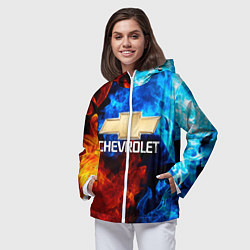 Ветровка с капюшоном женская CHEVROLET, цвет: 3D-белый — фото 2