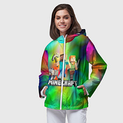 Ветровка с капюшоном женская MINECRAFT, цвет: 3D-белый — фото 2