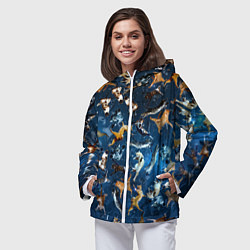 Ветровка с капюшоном женская Космические коты, цвет: 3D-белый — фото 2