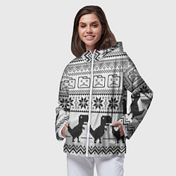 Ветровка с капюшоном женская Свитер с T-rex'ами, цвет: 3D-белый — фото 2