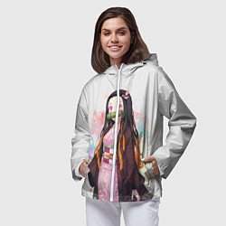 Ветровка с капюшоном женская KIMETSU NO YAIBA, цвет: 3D-белый — фото 2