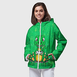 Ветровка с капюшоном женская Дракоша-геймер, цвет: 3D-белый — фото 2